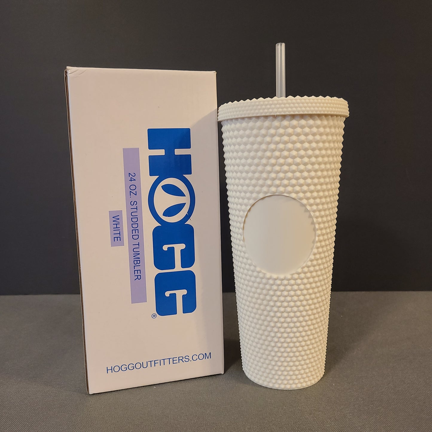 24oz White Studded Tumbler