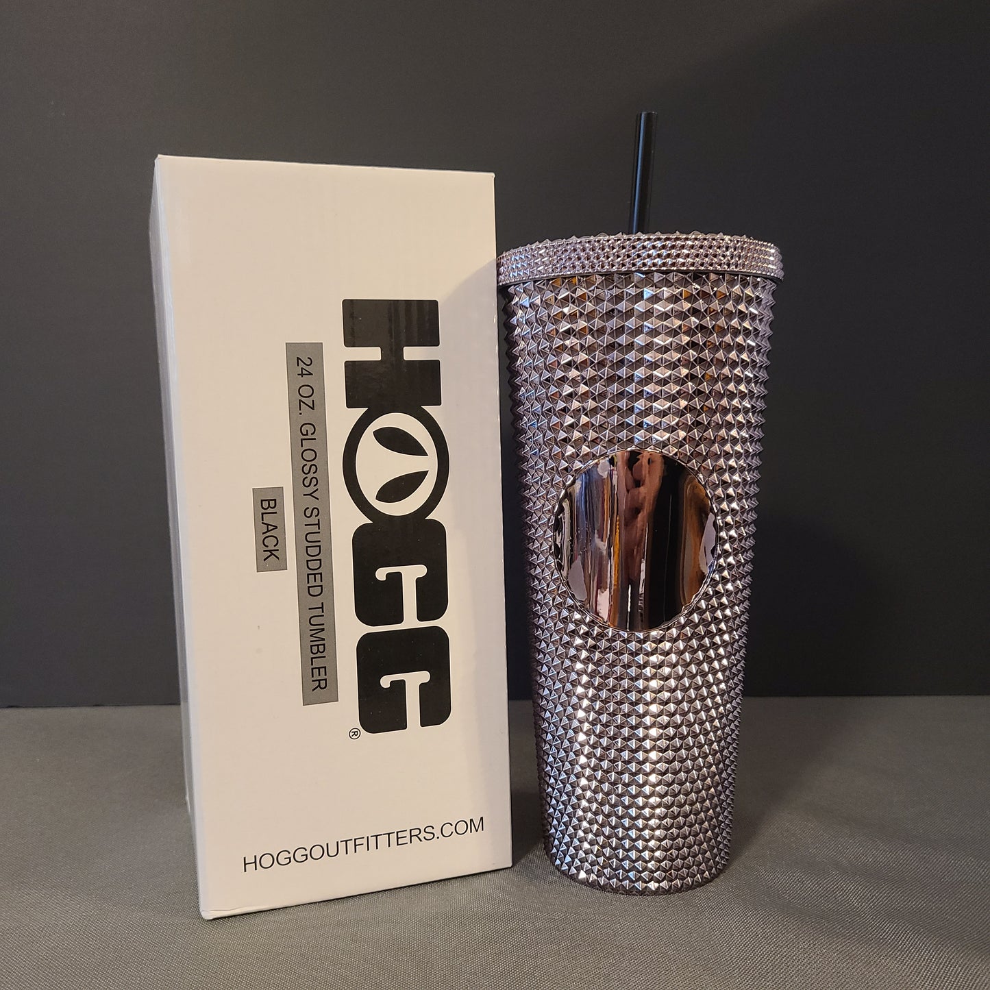 24oz Glossy Black Studded Tumbler