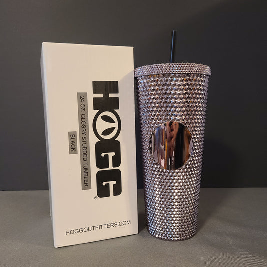 24oz Glossy Black Studded Tumbler