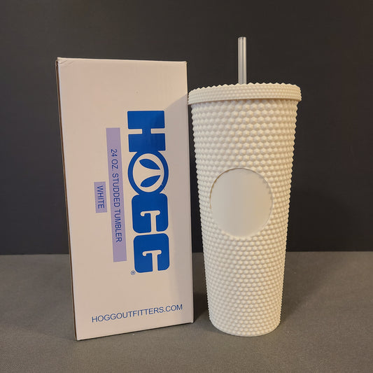 24oz White Studded Tumbler